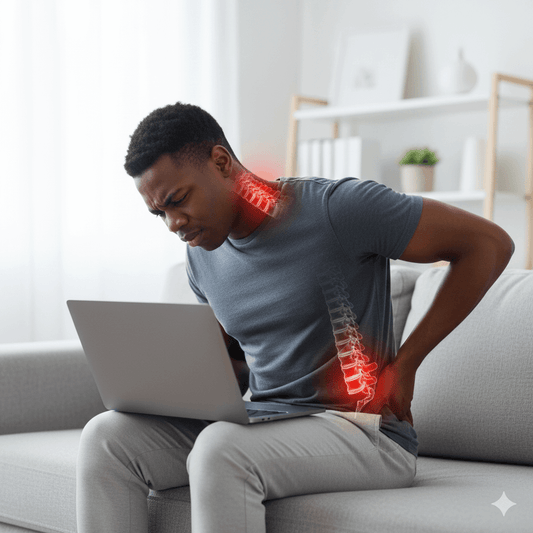 Diagram of spinal curvature affected by slouched sofa posture